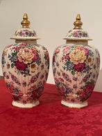 2x antiek vases Keralux Boch Frères Belgium Fleurs de Saxe, Antiek en Kunst, Antiek | Servies los, Verzenden