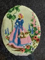 Borduurwerk, wol, dame, bloem, tuin, ovaal, vintage, Ophalen, Gebruikt, Handborduren, Overige typen