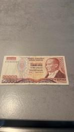 Turkije biljet 20000 Turkse lira, Ophalen of Verzenden
