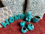 Turquoise Decoratie Set met Kussens, Ophalen, Zo goed als nieuw