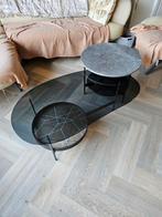 Unieke designer salontafel set van Glas, metaal en marmer, Huis en Inrichting, Tafels | Salontafels, Ophalen, 50 tot 100 cm, Rond