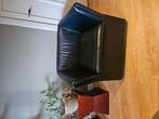2x donkerblauwe leer fauteuil stoel merk Durlet, Huis en Inrichting, Ophalen, Gebruikt, 75 tot 100 cm
