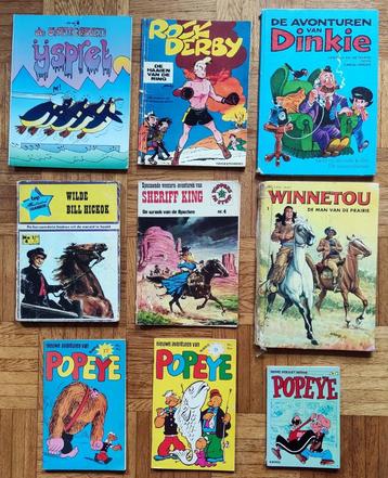 9x vintage diverse stripboeken, o.a. Westerns beschikbaar voor biedingen