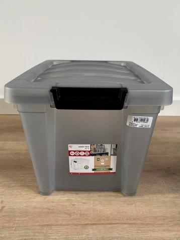 Set van 4 opbergboxen 27x35x24 cm (15 liter) grijs beschikbaar voor biedingen