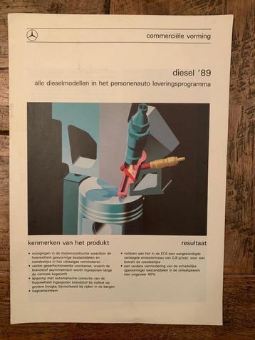 Productinformatiebrochure Mercedes-Benz diesel modellen 1989 beschikbaar voor biedingen