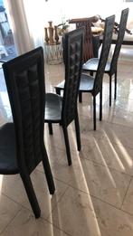 Te koop strakke zwarte leren design eetkamer stoelen, Huis en Inrichting, Stoelen, Ophalen, Zwart, Leer, Zo goed als nieuw