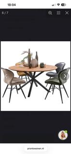 Eettafel rond Mesola en 4 eetstoelen Tantini cognac (Pronto), Huis en Inrichting, Tafels | Eettafels, Ophalen, Rond, Zo goed als nieuw