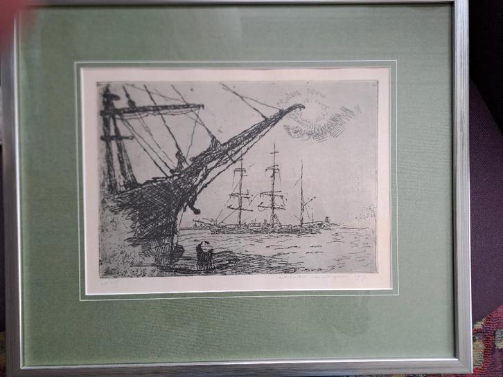 Handgesigneerde grafiek van Antoon Derkzen van Angeren, Antiek en Kunst, Kunst | Etsen en Gravures, Ophalen of Verzenden