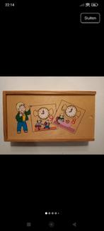 Klok kijken puzzel in houten opberg doosje (lees verder), Ophalen of Verzenden, Gebruikt, Overige typen