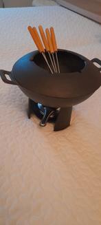 Fonduepan gietijzer met vorken, Ophalen, Gebruikt, Brander, Fondueset