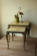 Set bijzettafels met onyx blad, Minder dan 55 cm, Gebruikt, Metaal of Aluminium, Rechthoekig