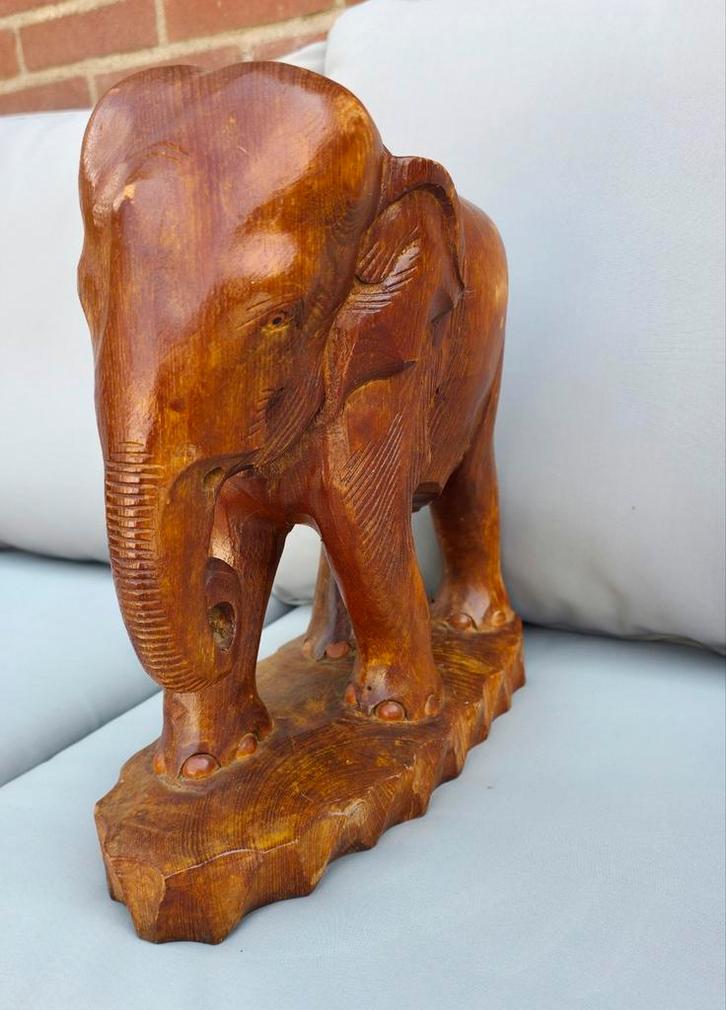 Prachtig handgemaakt houten olifant beeld, Antiek en Kunst, Kunst | Beelden en Houtsnijwerken, Ophalen