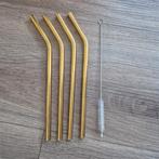 Gouden/koperen rietjes met ragger, Ophalen of Verzenden, Zo goed als nieuw, Overige materialen, Overige stijlen