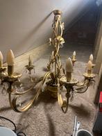 Gouden kroonluchter met kristallen, Ophalen, Zo goed als nieuw, Metaal
