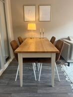 Tafel met vier stoelen; lichtkleurige set; hout; eettafel;, Huis en Inrichting, Ophalen, Gebruikt, 50 tot 100 cm, 150 tot 200 cm