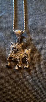 Mooie zilveren (925) hanger mopshond /bulldog, Zilver, Verzenden