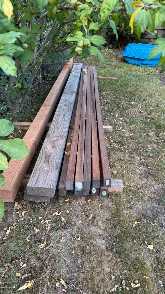 Douglas en hardhouten balken, Doe-het-zelf en Verbouw, Hout en Planken, Nieuw, Balk, Overige houtsoorten, 300 cm of meer, 50 mm of meer