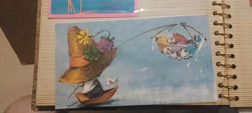Vintage Ansichtkaart: Man met Vissen, Antiek en Kunst, Curiosa en Brocante, Ophalen of Verzenden