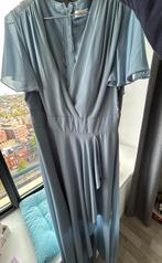 Blauwe lange jurk met lange sleep met korte rok eronder, Blauw, Maat 42/44 (L), Ophalen of Verzenden, Zo goed als nieuw