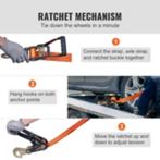 Spanbanden met ratel, XMS-4, 120 cm zwaar polyester, oranje, Verzenden, Nieuw