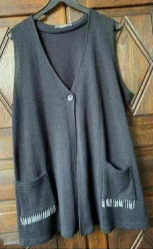 Zwart vestje, hesje met parelmoer; 44 - 46; Lady Belle Paris, Kleding | Dames, Grote Maten, Zo goed als nieuw, Trui of Vest, Zwart