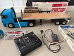 Tamiya mercedes 1838LS met flatbed trailer cplt met zender, Hobby en Vrije tijd, Ophalen, Gebruikt, Elektro, Auto onroad