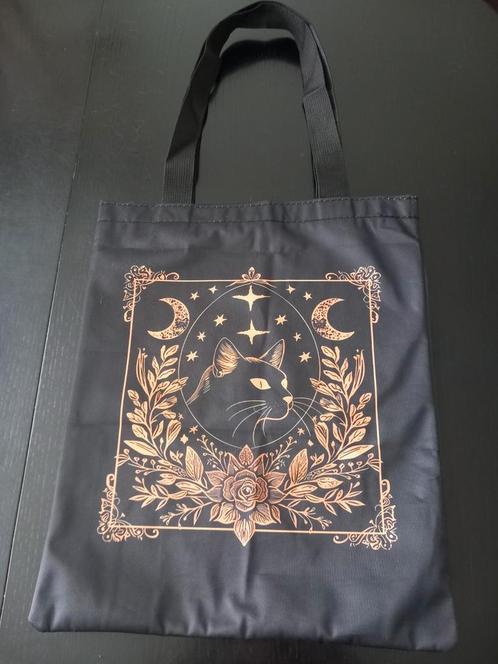 Katten totebag, cat draagtas, wicca, witchy, Sieraden, Tassen en Uiterlijk, Tassen | Schoudertassen, Nieuw, Zwart, Verzenden
