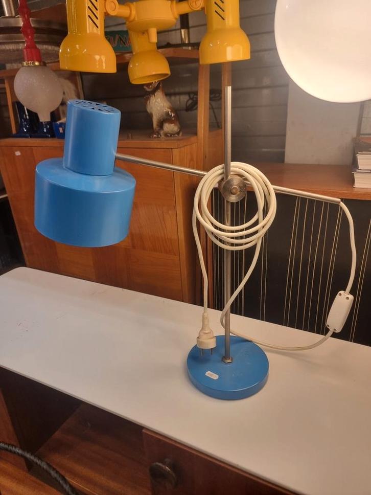 Vintage bureaulamp jaren 60 industrieel, Huis en Inrichting, Lampen | Tafellampen, Gebruikt, Minder dan 50 cm, Ophalen