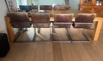 Industriele eetkamerstoelen cognac bruin, Ophalen, Zo goed als nieuw, Bruin, Vijf, Zes of meer stoelen
