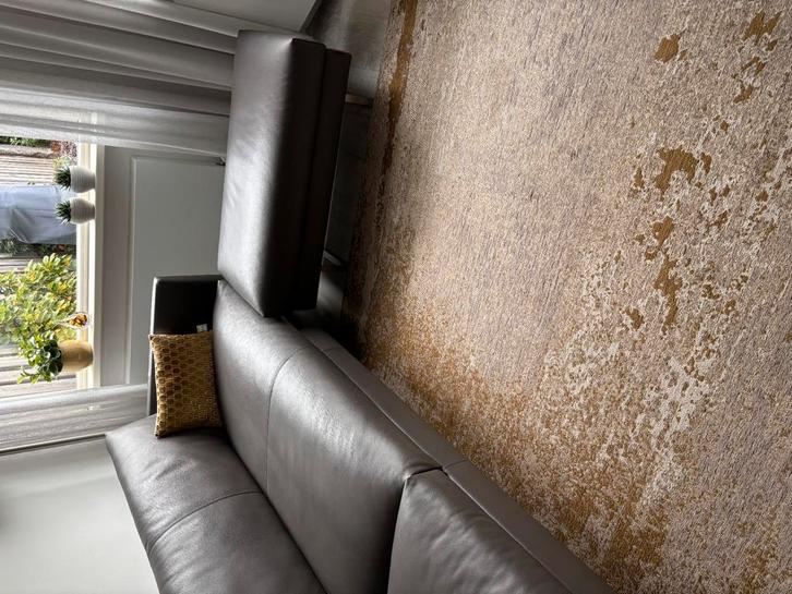 Bankstel en Poef/ Voetenbank, ( Montis Axel), Huis en Inrichting, Banken | Bankstellen, Zo goed als nieuw, 75 tot 100 cm, Leer