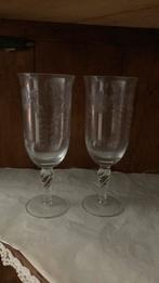 2 oude antieke gegraveerde glazen bierglazen, Antiek en Kunst, Antiek | Glas en Kristal, Ophalen of Verzenden