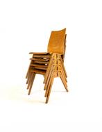 Set van 4 vintage plywood eetkamerstoelen ‘60, Huis en Inrichting, Stoelen, Ophalen of Verzenden, Zo goed als nieuw, Vijf, Zes of meer stoelen