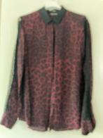Set, zwart bloesje met panter/tijgerprint., Kleding | Dames, Blouses en Tunieken, Ophalen of Verzenden, Zo goed als nieuw, Maat 36 (S)