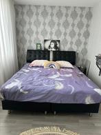 Zwart bed boxspring met diamanten zilver 2 persoonsbed, 90 cm, Eenpersoons, Zwart, Ophalen of Verzenden