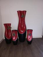 Set vazen, rood / zwart, Huis en Inrichting, Woonaccessoires | Vazen, Ophalen, Steen, 50 tot 75 cm, Zo goed als nieuw