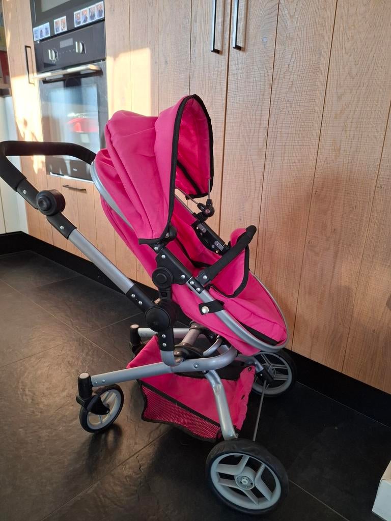 Roze poppenwagen 2 in 1: kinderwagen en buggy, Kinderen en Baby's, Speelgoed | Poppen, Gebruikt, Overige typen, Ophalen