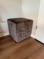 Rivièra Maison voetenbank poef taupe velours lxhxb44x44x44cm, Ophalen, Zo goed als nieuw, Vierkant