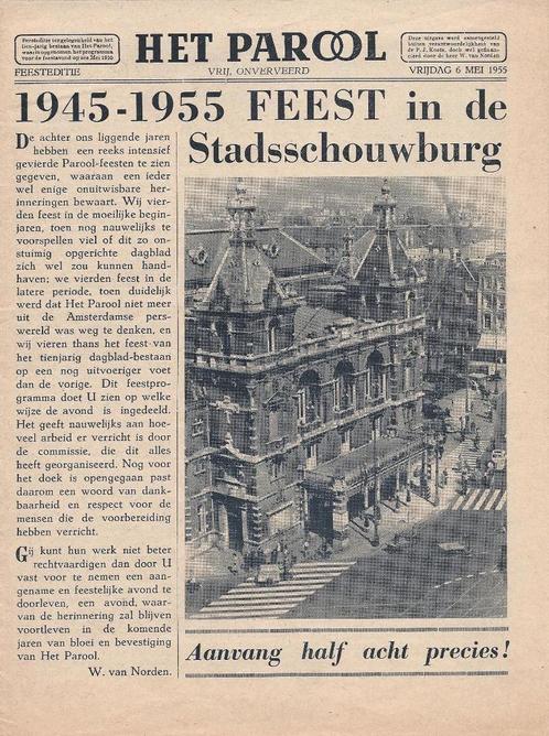 Het Parool - Feesteditie - 6 mei 1955., Boeken, Tijdschriften en Kranten, Zo goed als nieuw, Ophalen of Verzenden