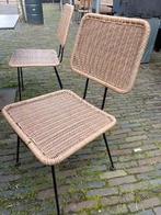 Terrasstoel beige PVC rotanlook, Ophalen, Gebruikt, Rotan, Stapelbaar