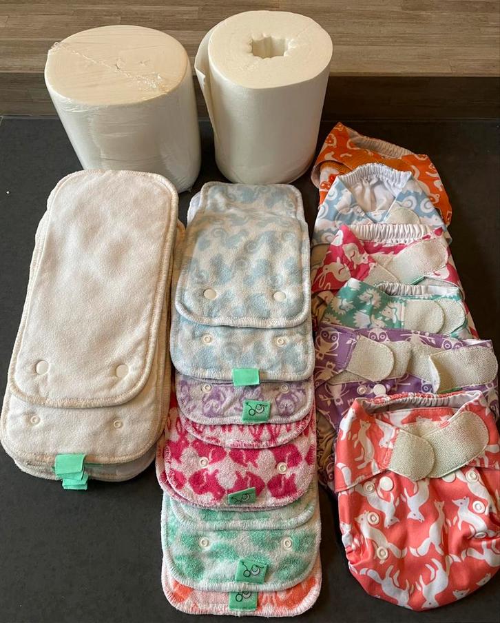Nu bodum prijs:Totsbots wasbare luiers + inlegvellen, Kinderen en Baby's, Babykleding | Overige, Zo goed als nieuw, Jongetje of Meisje