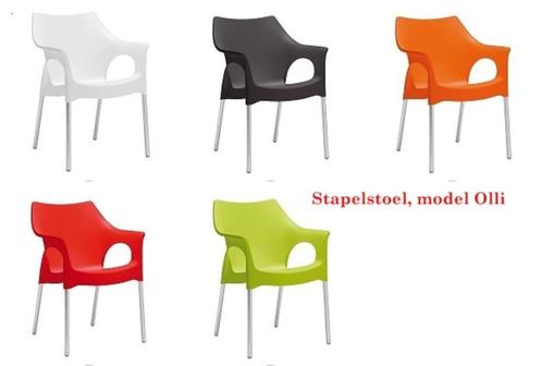 Stapelbare design kuipstoel, terras, model Olli  722, Huis en Inrichting, Stoelen, Nieuw, Vijf, Zes of meer stoelen, Kunststof