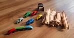 Houten speelgoedbaan met auto's en treintje, Ophalen, Zo goed als nieuw, Jongen of Meisje