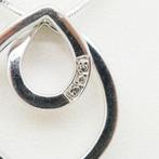 Zilveren hanger met diamant aan collier, Gebruikt, Verzenden, Nvt, Met edelsteen
