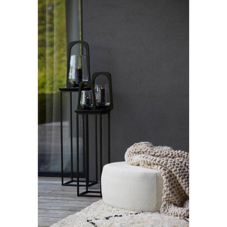 Light & Living Poef Liberia Bouclé 68x68x35 cm Beige, Huis en Inrichting, Banken | Voetenbanken en Poefen, Nieuw, 50 tot 75 cm