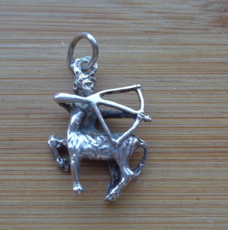 zilveren vintage hanger sterrenbeeld boogschutter [384], Sieraden, Tassen en Uiterlijk, Kettinghangers, Zo goed als nieuw, Zilver
