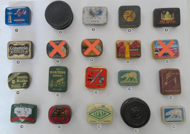 20x Grammofoon naalden blikjes, Verzamelen, Blikken, Gebruikt, Overige, Overige merken, Ophalen of Verzenden