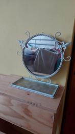 Spiegel met plateau, brocante, jaren 60, Antiek en Kunst, Ophalen of Verzenden, Ovaal, Minder dan 50 cm, Minder dan 100 cm