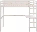 Hoogslaper ties whitewash met bureau 90x200cm, Ophalen of Verzenden, Zo goed als nieuw, Hoogslaper