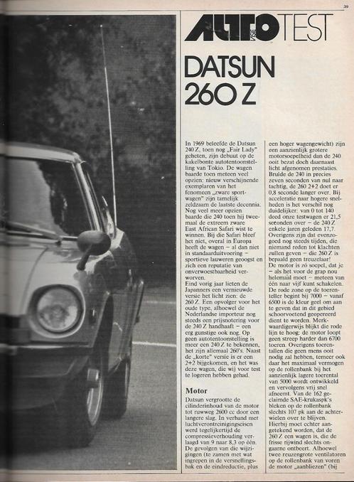 Roadtest Datsun 260 Z / 260Z, Autovisie, 1974., Boeken, Auto's | Folders en Tijdschriften, Zo goed als nieuw, Nissan, Verzenden