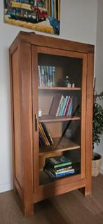 Teakhouten vitrinekast met glazen deur, Huis en Inrichting, Kasten | Boekenkasten, Ophalen, 25 tot 50 cm, 50 tot 100 cm, 150 tot 200 cm